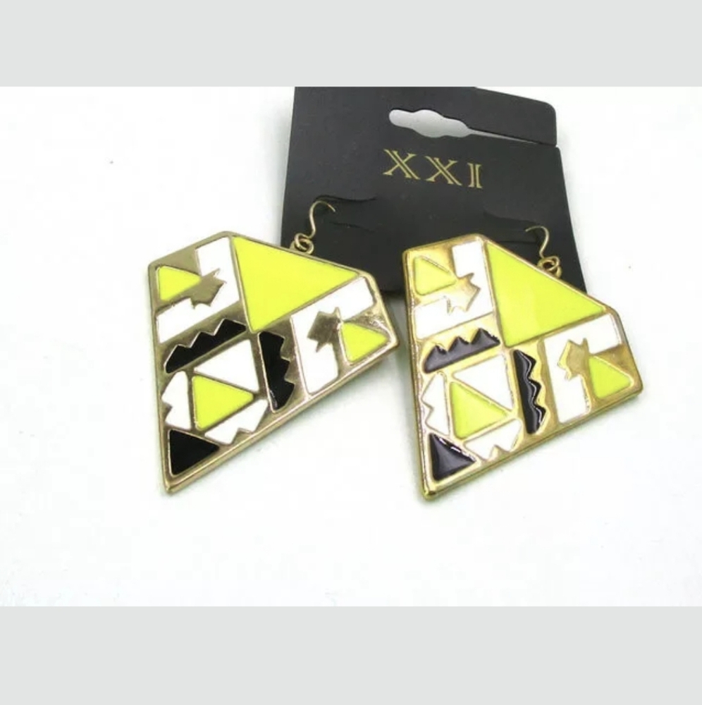 New XXI Diamond Shaped Enamel Dangle Earrings